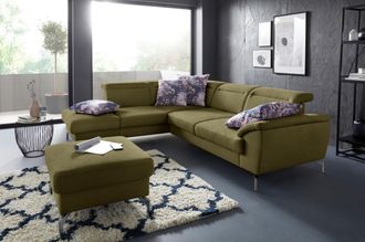 Sit&more Ecksofa »Percy L-Form« 15 cm Fusshöhe, Sitztiefenverstellung, wahlweise in 2 Fussfarben