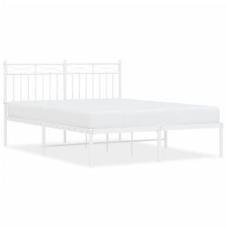 Berkfield Home Metal Bed Frame with Headboard White 140x200 cm