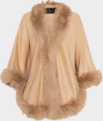 Gorski Cashmere Cape with Toscana Shearling Lamb Trim