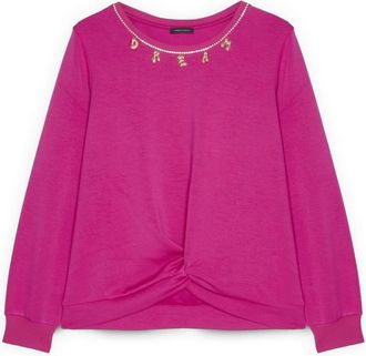 Fiorella Rubino Sweatshirt met strikdetail en dream belettering - Dames - Sweatshirts - Roze - XL - Katoen - Hoodies & sweatvesten