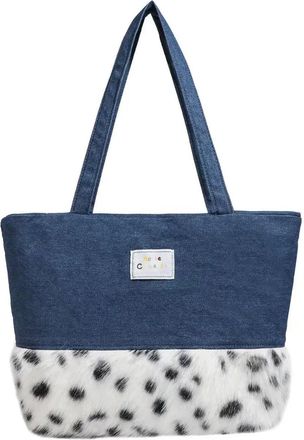 Generic Womens Plush Bags Plush Tote Large Capacity Commuter Bag Zipper Style Single Shoulder Soft Polyester Lining Daily Use