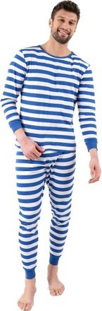 Leveret Mens Cotton Striped Matching Family Holiday Pajamas in Blue & White at Nordstrom, Size X-Large