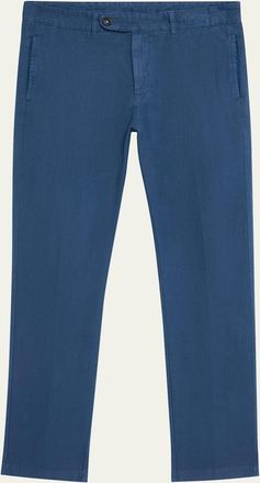 Massimo Alba Mens Cotton-Linen Flat-Front Trousers