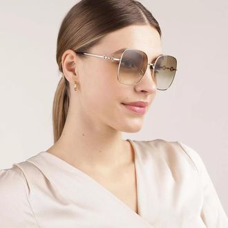 Gucci Sonnenbrillen - GG0879S-002 61 Sunglass WOMAN METAL - Gr. unisize - in Gold - für Damen