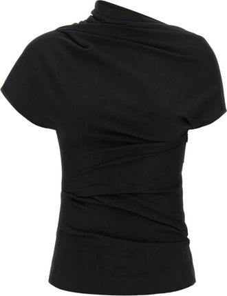 Entire studios Asymmetric Drape Top - Dames - T-shirts - Zwart - M - Wol - Tops
