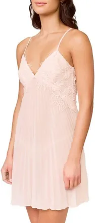 Rya Collection Delight Lace Pliss&eacute; Chemise in Blush at Nordstrom, Size X-Small