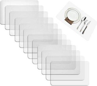 OEM Manteles Individuales Transparentes, 12 Unidades, Manteles Individuales Pl&aacute;stico Transparente, 43 X 28 Cm, Manteles Individuales Lavables Calor