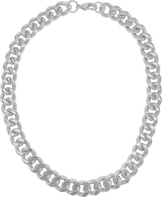 Adornia Silver Plated Wide Curb Chain Necklace