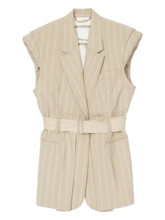 3.1 Phillip Lim striped waistcoat - women - Viscose/Wool - 4 - Brown
