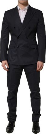Dolce & Gabbana Katoenen Slim Fit Formeel 2-delig Pak - Heren - Business pakken - Blauw - L - Katoen - Kostuums
