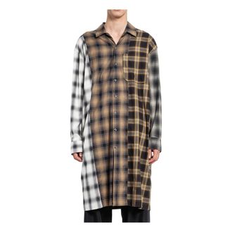 Song for the Mute Casual Shirts, male, Multicolor, L, Checkered Long Tunic Shirt