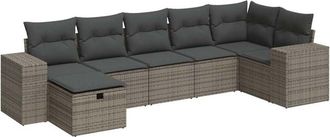 vidaXL Set De Sof&aacute;s De Jard&iacute;n 7 Pzas Con Cojines Rat&aacute;n Sint&eacute;tico Gris Vidaxl