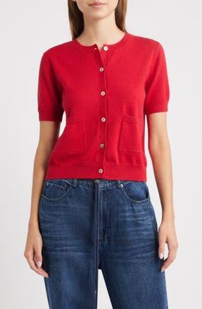 Rails Aisley Short Sleeve Cotton & Cashmere Cardigan in Crimson at Nordstrom Rack, Size Xx-Large