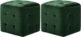 vidaXL Comodini 2 Pz Verde 30x30x30 Cm In Tessuto Vellutato - Vidaxl