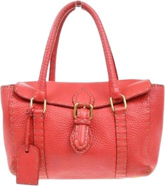 Fendi Pre-owned Handbags, female, Red, Size: ONE SIZE Pre-owned Vintage Leather Handbag