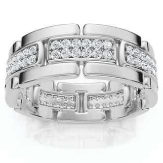 Pompeii3 85Ct TW Round Diamond Mens Link 8mm Wedding Band Gold Polished Ring Lab Grown