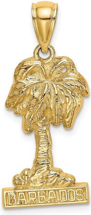 Diamond2Deal 14K Yellow Gold BARBADOS Palm Tree Charm Pendant