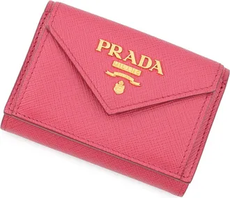Prada Saffiano Pink Leather Wallet (Tri-Fold) (Pre-Owned)