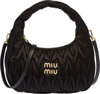 Miu Miu mini Wander matelassé tote bag - women - Leather/Satin - One Size - Black