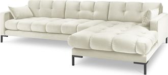 BLOOMINGLOFT Design-Ecksofa Mamaia Samt - Soft Beige