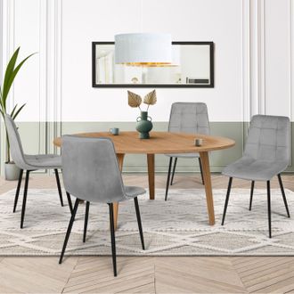 IDMarket Idmarket - Lote De 4 Sillas De Comedor Mila De Terciopelo Gris Claro
