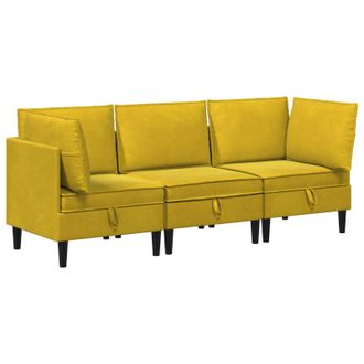 vidaXL Juego De Muebles De Sal&oacute;n Con Coj&iacute;n 3 Pcs Amarillo Terciopelo Vidaxl