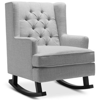 Best Choice Products Rocking Accent Chair, Tufted Upholstered Wingback for Home, Nursery w/ Wood Frame