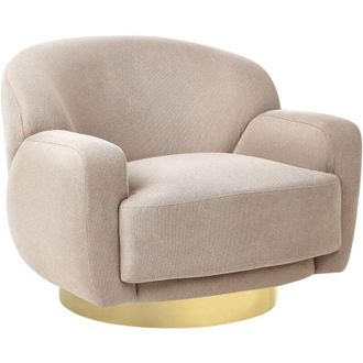 Beliani Beliani - Sill&oacute;n Curvado Glamuroso Art Deco Base Dorada Tela Gris Pardo Lejre