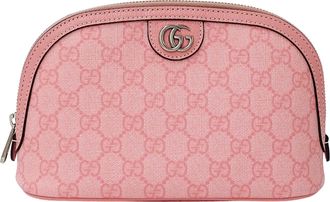 Gucci Pink Gg Supreme Pouch (Pre-Owned)