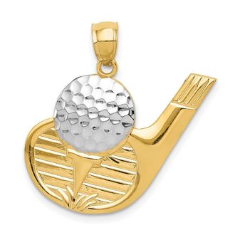 Diamond2Deal 14k Yellow Gold Rhodium Golf Pendant