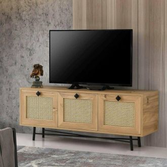 Dmora Mueble De Televisi&oacute;n Dpasinat, Aparador De Sal&oacute;n, Mueble Bajo Para Tv, Base De Pared Equipada, 140x40h60 Cm, Roble Y Negro - Dmora