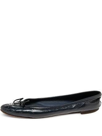 Gucci patent leather bow ballet flats - Blue