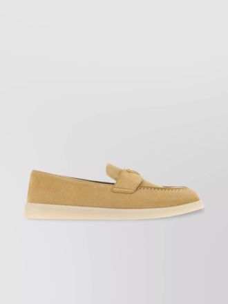 Prada suede loafers with round toe and rubber sole