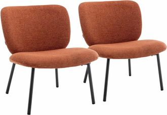 Oviala Conjunto de 2 sillones relax y tejido terracota