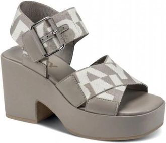 DKNY Makario Platform Sandal - Dames - Sandalen met hakken - Grijs - 37 EU - Schoenen