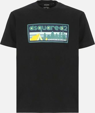 Dsquared2 Mens Dsquared2 Adventure Is Calling Black T-Shirt - Size: 42