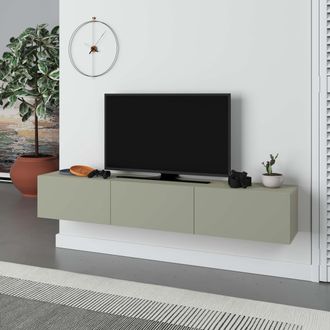 Decortie Francy Wall Mounted Floating TV Unit 180cm for 55 Inch TVs in Light Green | Size: 2 Pack