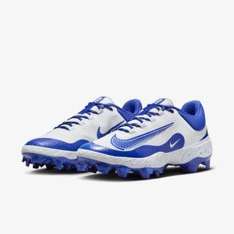 Nike Alpha Huarache EliteLow MCS Mens White Royal Baseball Cleats HAM784