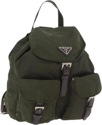 Prada Pre-owned Vintage Rugzak - Dames - Pre-owned - Groen - Maat: ONE Size Leer