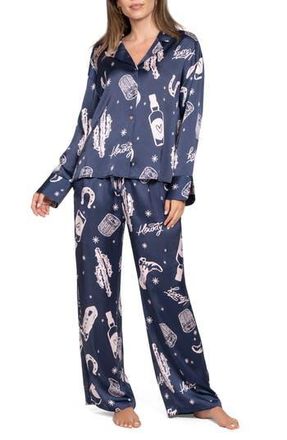 Midnight Bakery Print Satin Pajamas in Blue at Nordstrom Rack, Size X-Large