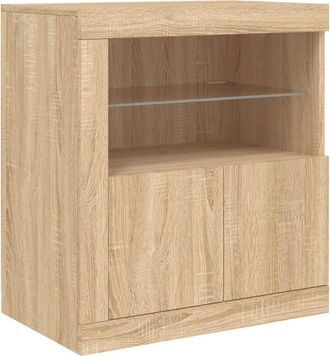 vidaXL Aparador Con Luces Led Roble Sonoma 60,5x37x67 Cm Vidaxl