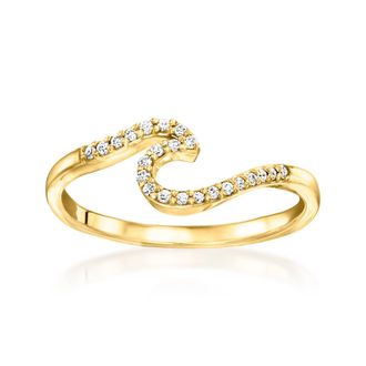 RS Pure by Ross-Simons Lab-Grown Diamond Wave Ring in 18kt Gold Over Sterling