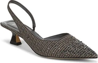 Franco Sarto Devin Pointed Toe Slingback Pump in Brown Fabric at Nordstrom, Size 6.5
