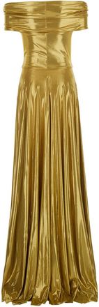 Norma Kamali Womens Long Dress Gold Tech Fabric Metallic Polyester
