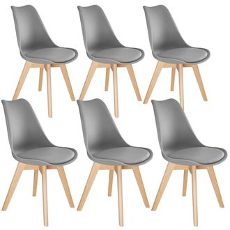 TecTake Dining Chair Set Frederikke Set Of 6 - Grey | Size: 6 Pack