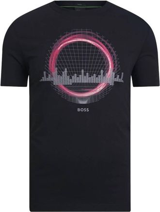 HUGO BOSS Crew Neck Short Sleeves Graphic Print Tee In Black