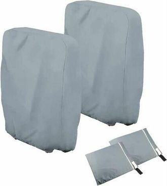 OEM Juego De 2 Fundas Para Sillas Plegables - Fundas Para Sillas De Jard&iacute;n - Resistentes Al Viento - Resistentes A Los Rayos Uv - Impermeables (gris)