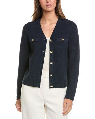 St. John French Iconic Inspired Knit V-Neck Cardigan