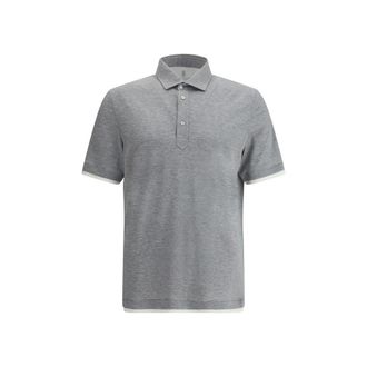 Brunello Cucinelli Gray Cotton Polo Mens Shirt
