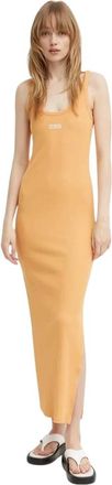 Gestuz Maxi jurk met split aan de zijkant - Dames - Maxi kleedjes - Oranje - L - Katoen - Kleedjes
